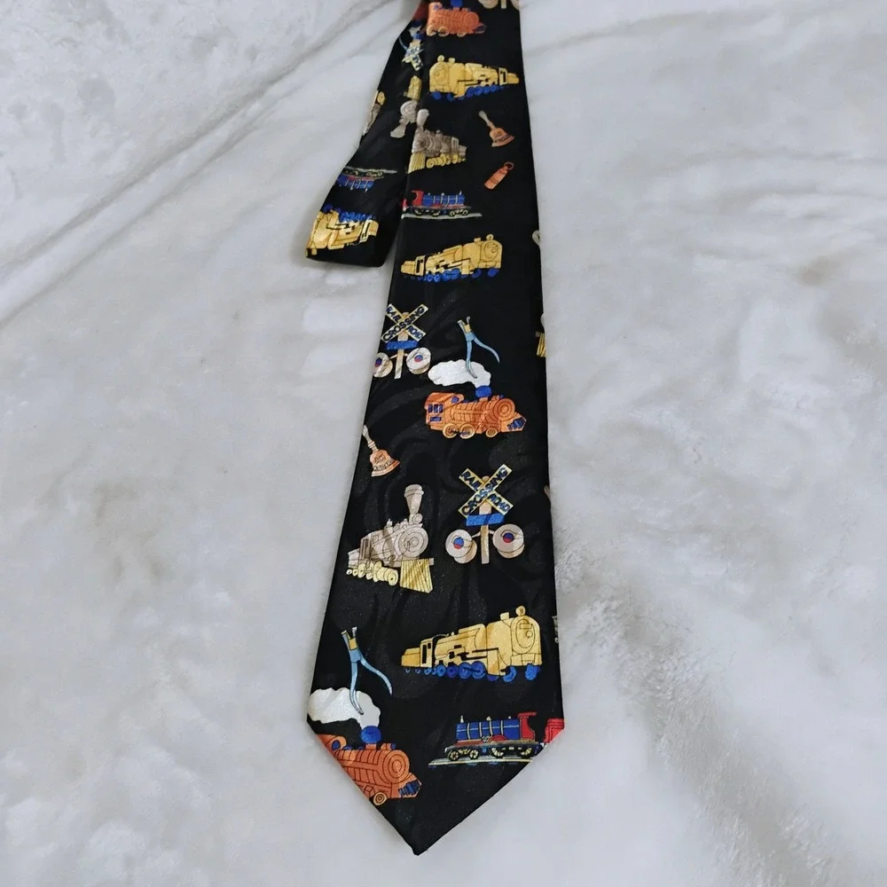 Steven Harris Mens Train Locomotive Railroad Crossing Novelty‎ Tie Model
